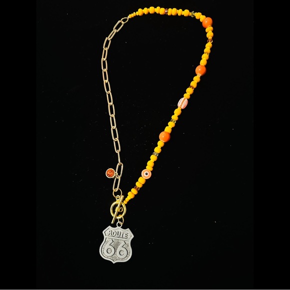 Route 66 Necklace with Orange Beads - Picture 2 of 2